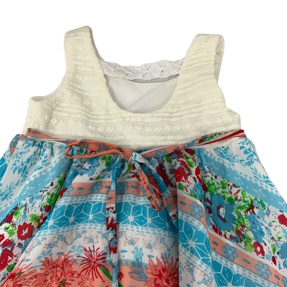 RARE EDITIONS Girl's Country Sleeveless Sun‎ Dress Size 2T Flower Bow Tie Back